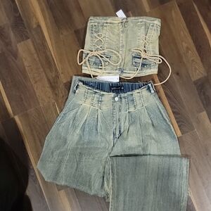 Wide Leg Denim Pants